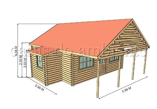 Casa de Madeira 50m2 (Pinho Nórdico Maciço)