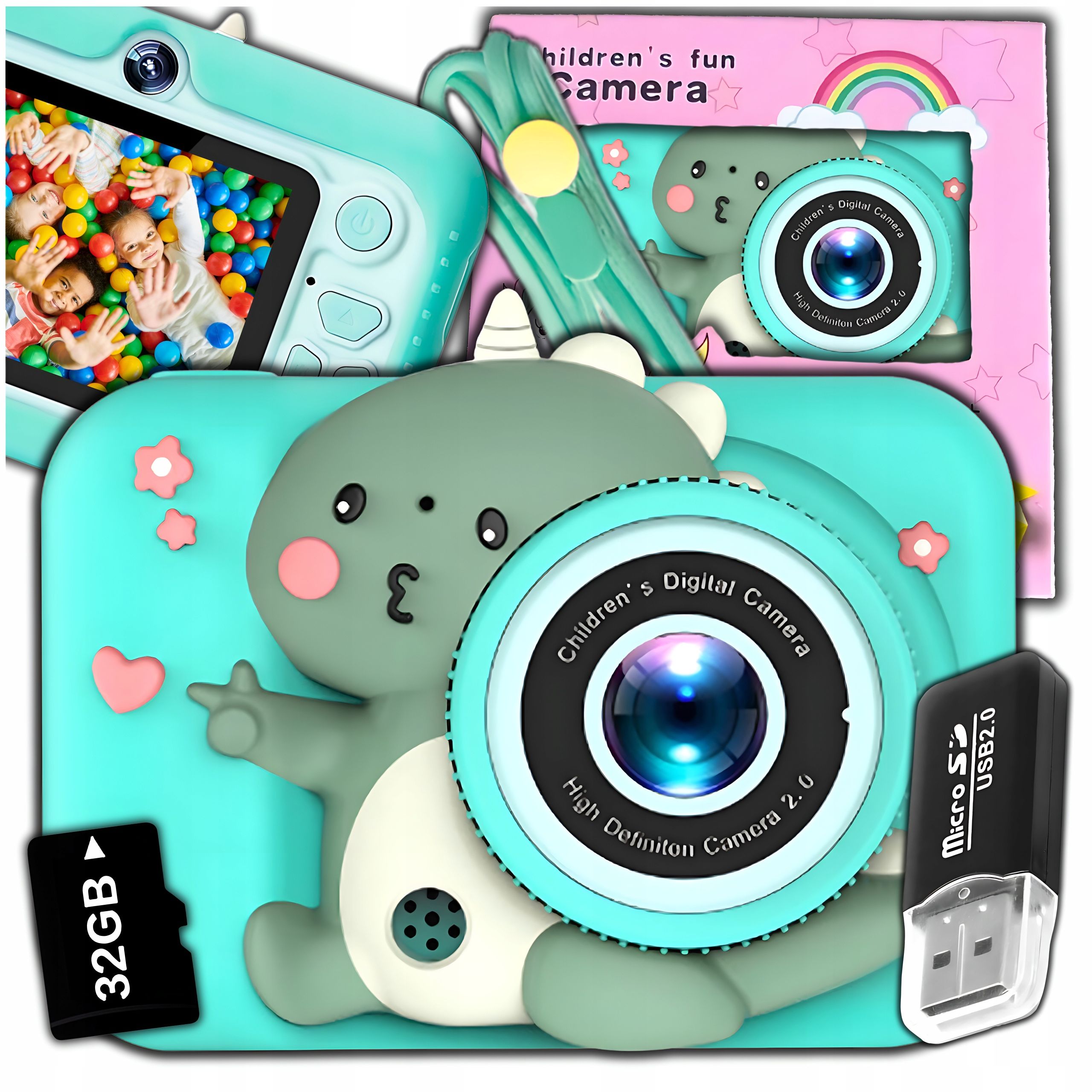 Aparat Cyfrowy Fotograficzny Dla Dzieci 40Mpx Kamera Gry + Karta 32Gb