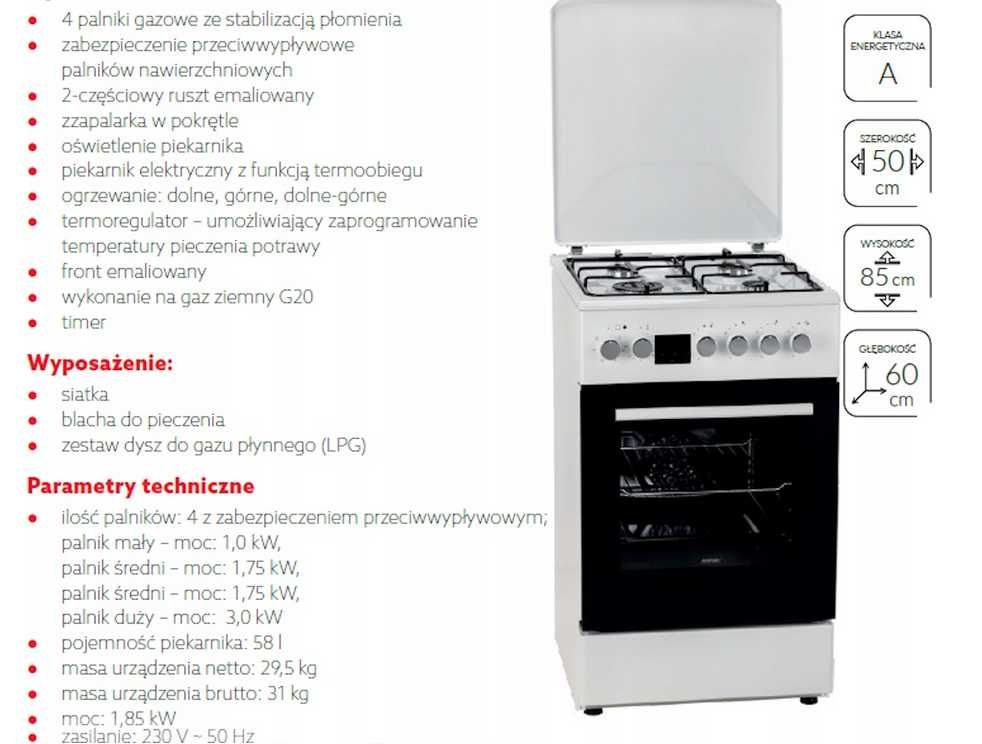 Kuchenka gazowo-elektryczna MPM 54-KGM-09TE – gotowa na propan-butan