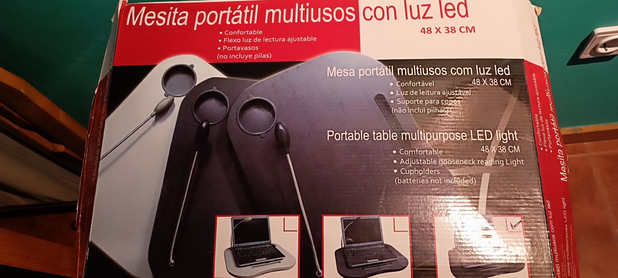 Mesa portátil com luz led