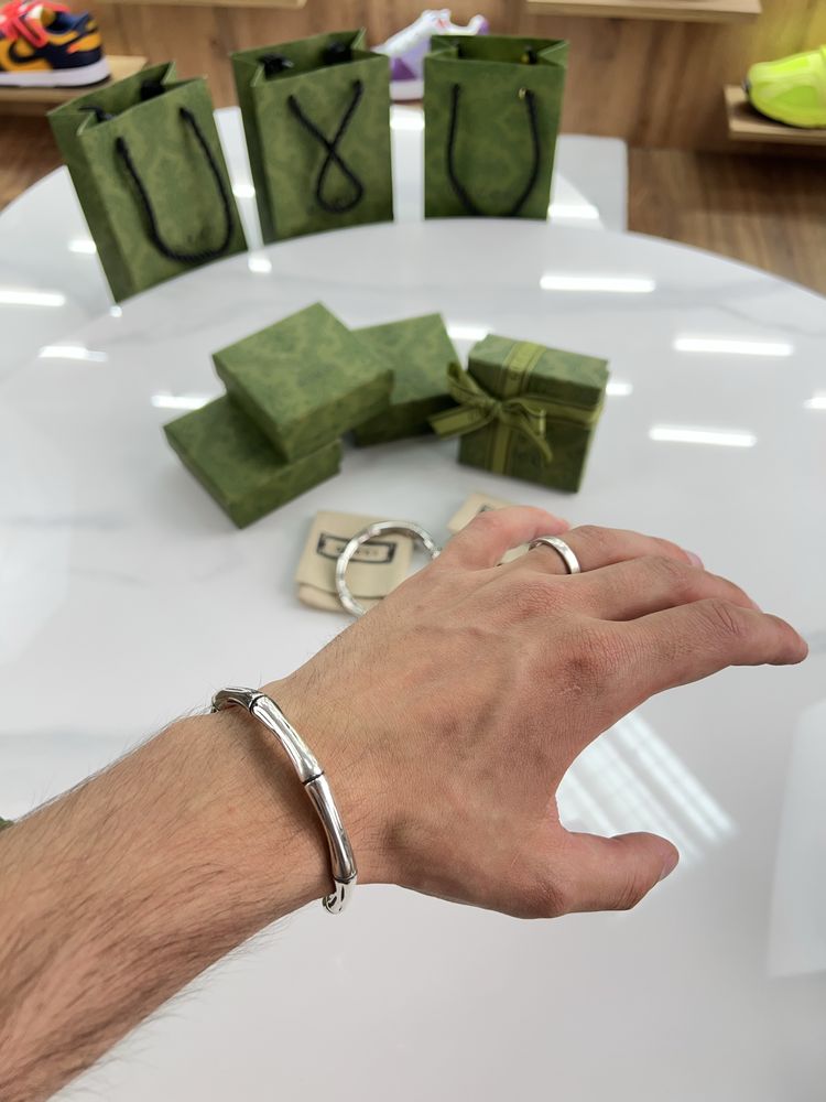 Браслет GUCCI Bones Logo Silver Color