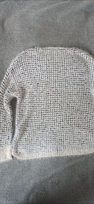 Kremowo czarny sweterek włochaty mięciutki cieplutki M-XL Lisa Tossa