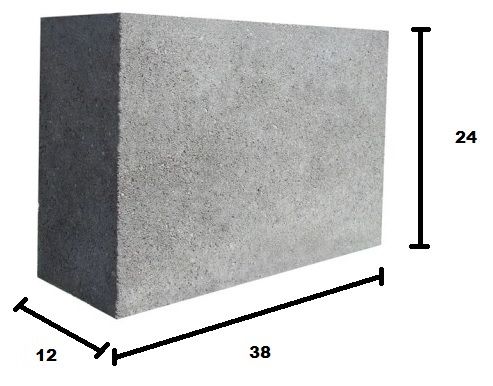 Bloczek betonowy fundamentowy klasy 12X24X38 C12/15 (B15)