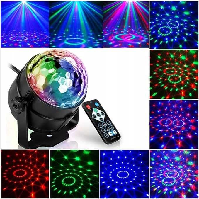 Projektor Świetlny  gwiazd 7 kolorów KULA DISCO LED RGB + PILOT