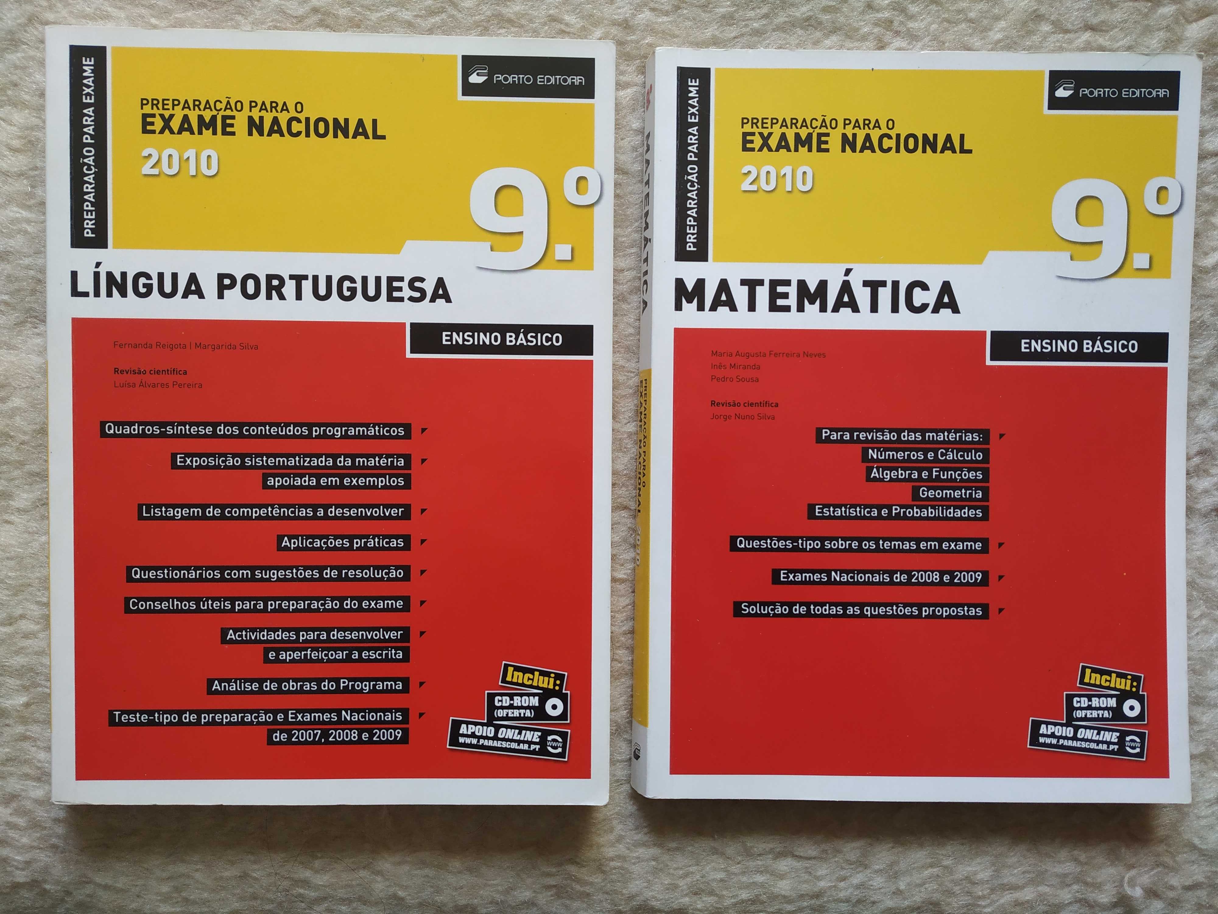 Livros de apoio escolar 9ºAno língua portguesa e matemática