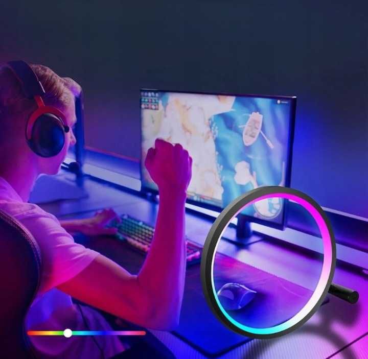 Lampka Nocna Biurkowa Na Biurko RGB LED Efekt Tęczy Gaming Sterowanie
