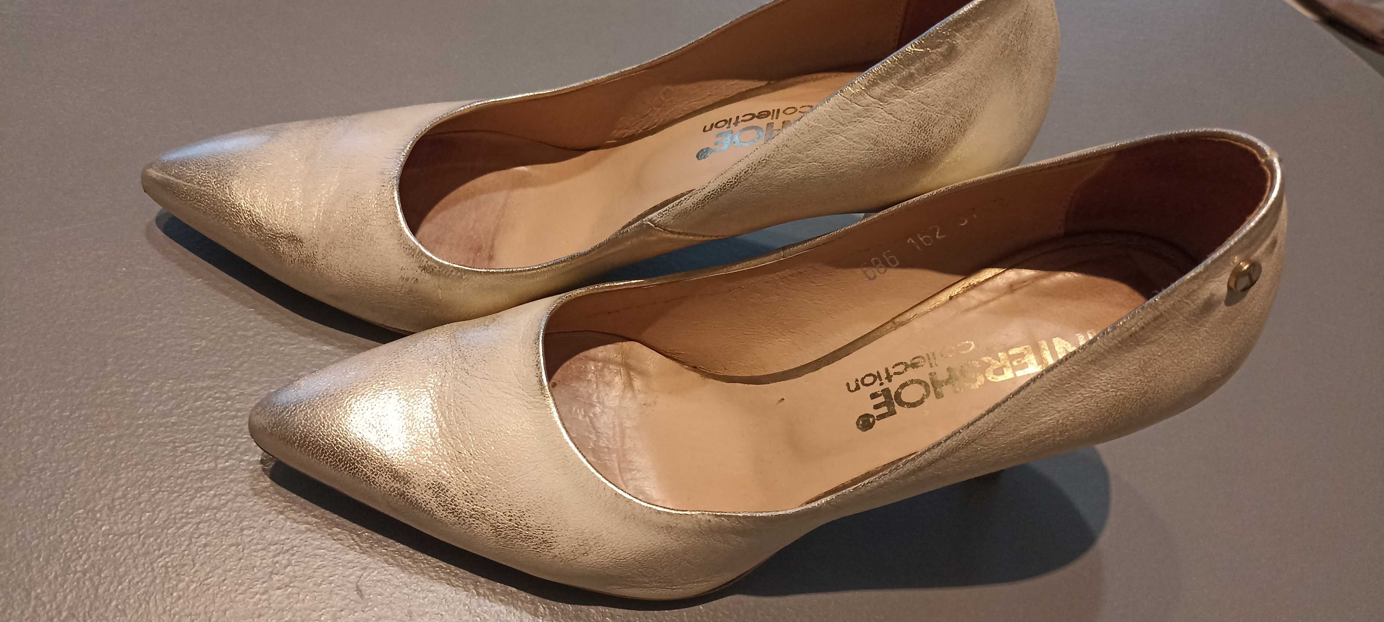 Złot beżowe buty Intershoe skóra naturalna