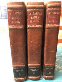 Coleção de 3 Volumes de livros muito antigos da Rainha Santa Isabel