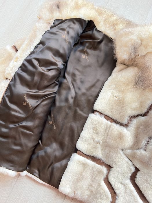 Норковая короткая шуба с вставками из замша