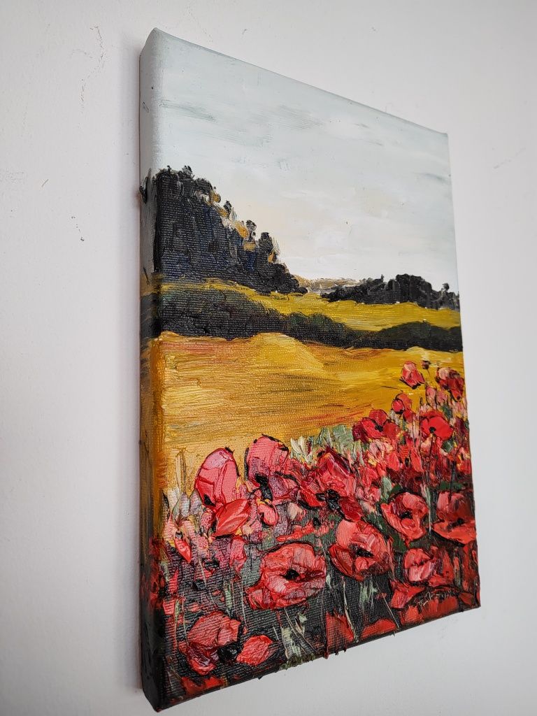 Promocja! Obraz na płótnie z kwiatami, czerwony obraz, pejzaż, 30 cm x