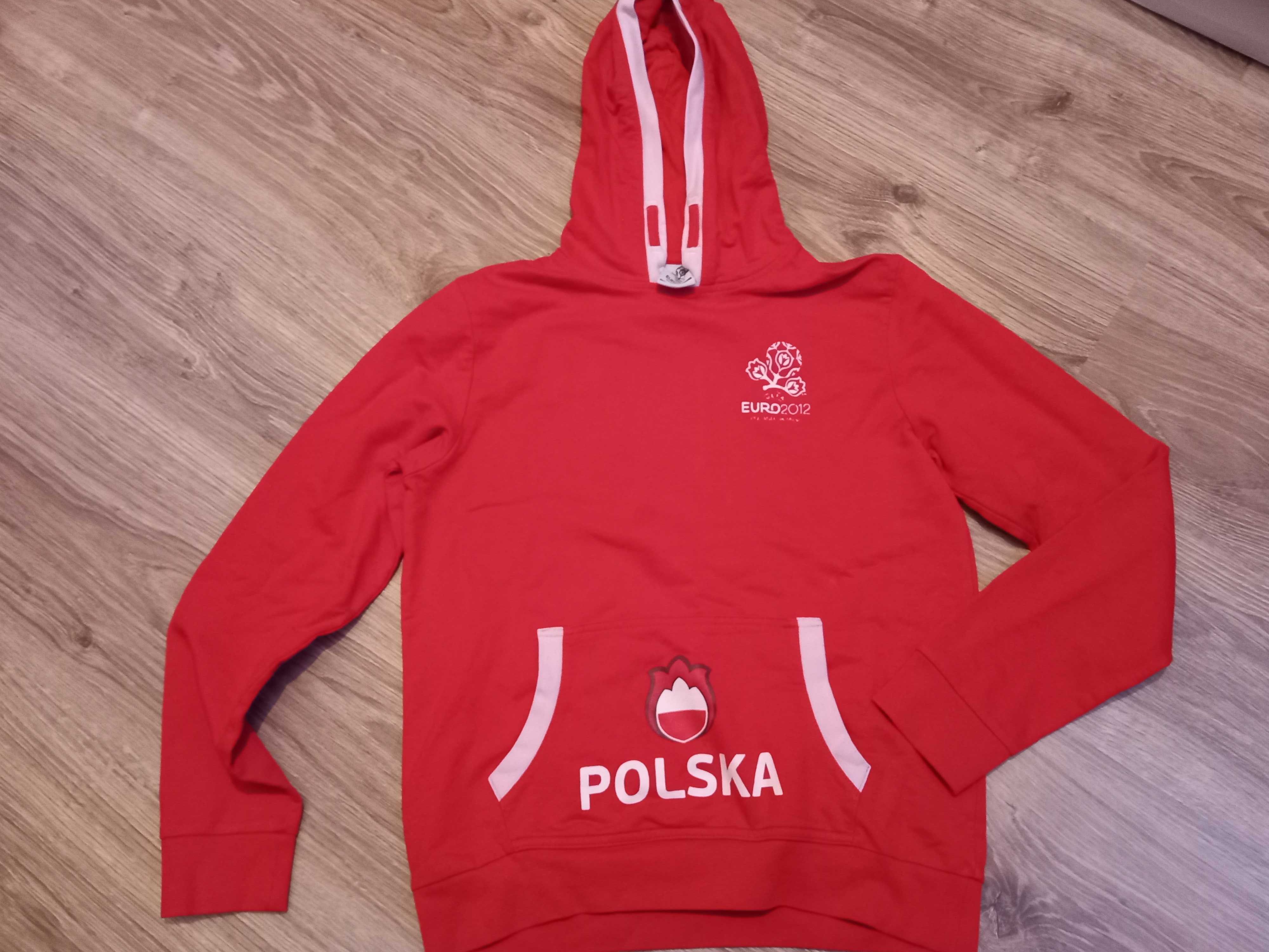 Czerwona bluza z kapturem EURO 2012 Polska-Ukraina 164 cm