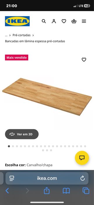 Bancada de Cozinha de Madeira Carvalho