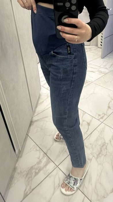 Джинсы для беременных синие М-L