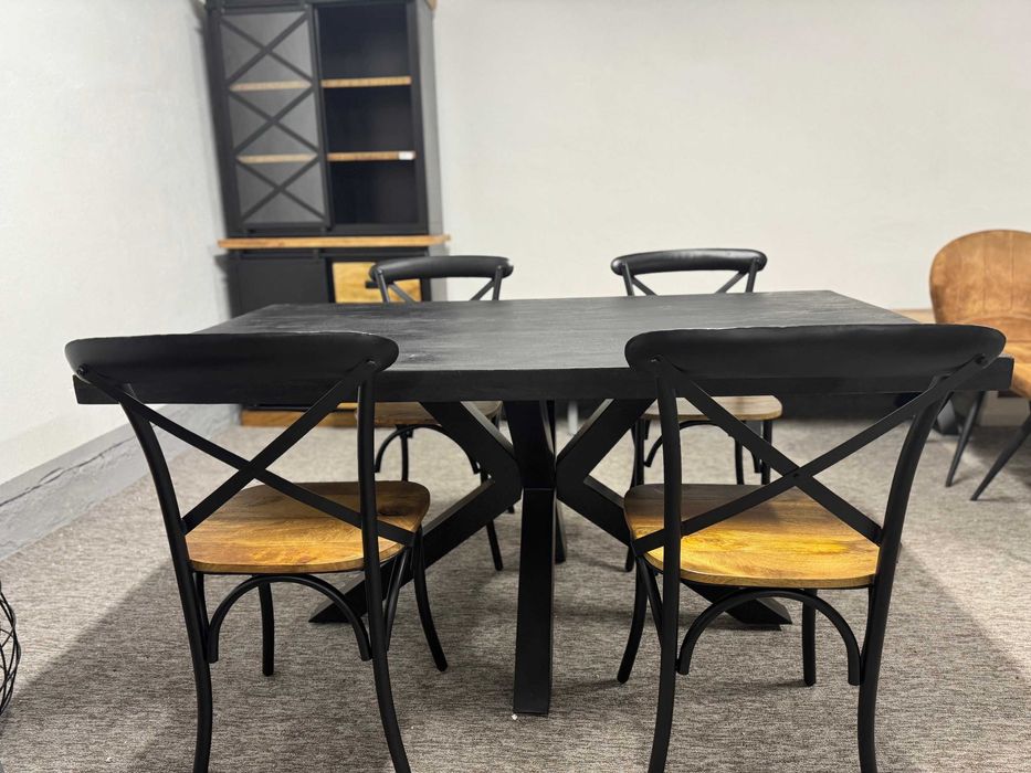 Stół z krzesłami styl LOFT piękno egzotycznego drzewa mango ZAPRASZAM