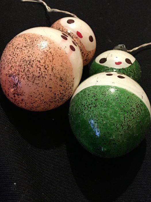 Bombki szklane babuszka Balbinka, PRL, 2 szt