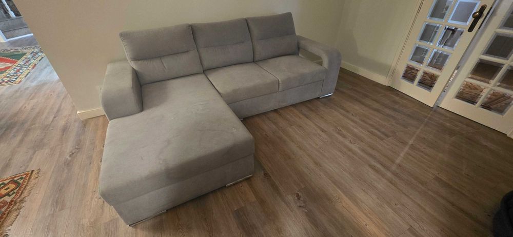 Sofá 3 lugares com chaise e extensível