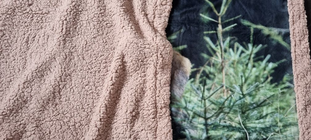 Koc il Lago z jeleniem mink i sherpa 130 cm x 150 cm