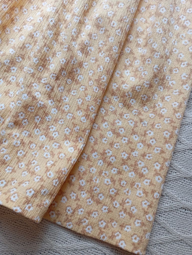ZARA 8-10L długa żółta spódnica kwiaty kwiatuszki tkanina strukturalna