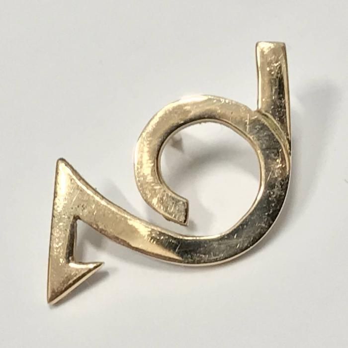 Złota przypinka 14K trąbka POCZTA POLSKA 2cm