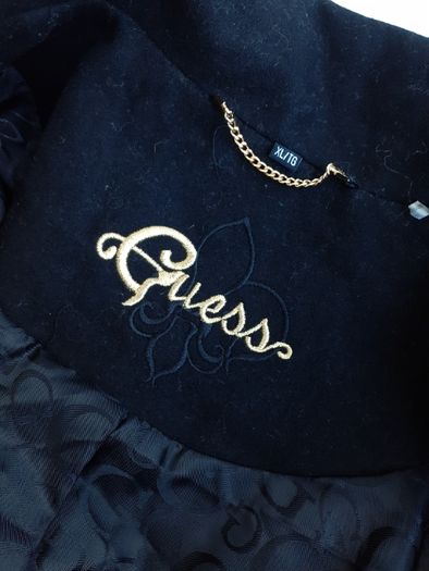 Guess пальто р.XL (48-52) шерсть двубортное с поясом черное оригинал