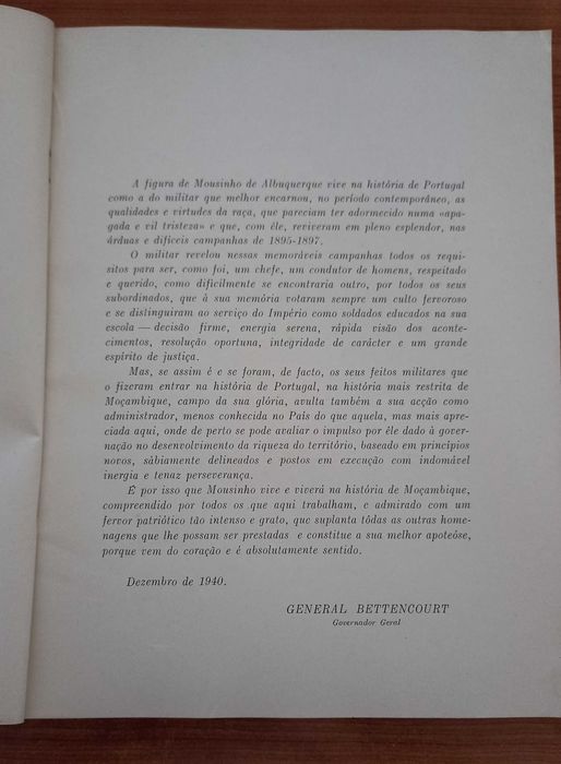 Mousinho de Albuquerque: Homenagem de J. A. Carvalho