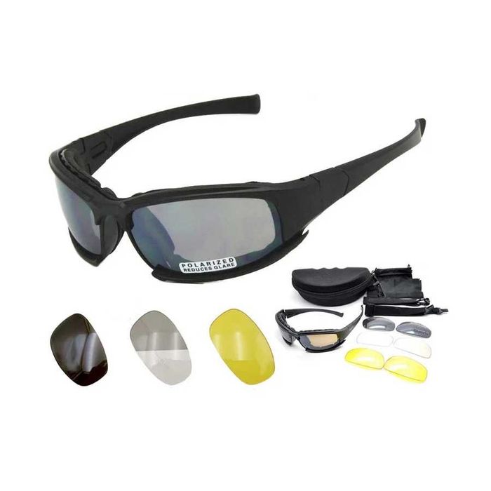 Óculos Tácticos Polarizados de Haste com 4 Lentes Intermutáveis