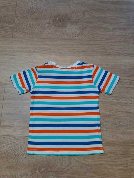 Bluzka koszulka t-shirt krótki rękaw poziome paski 'C&A' 80