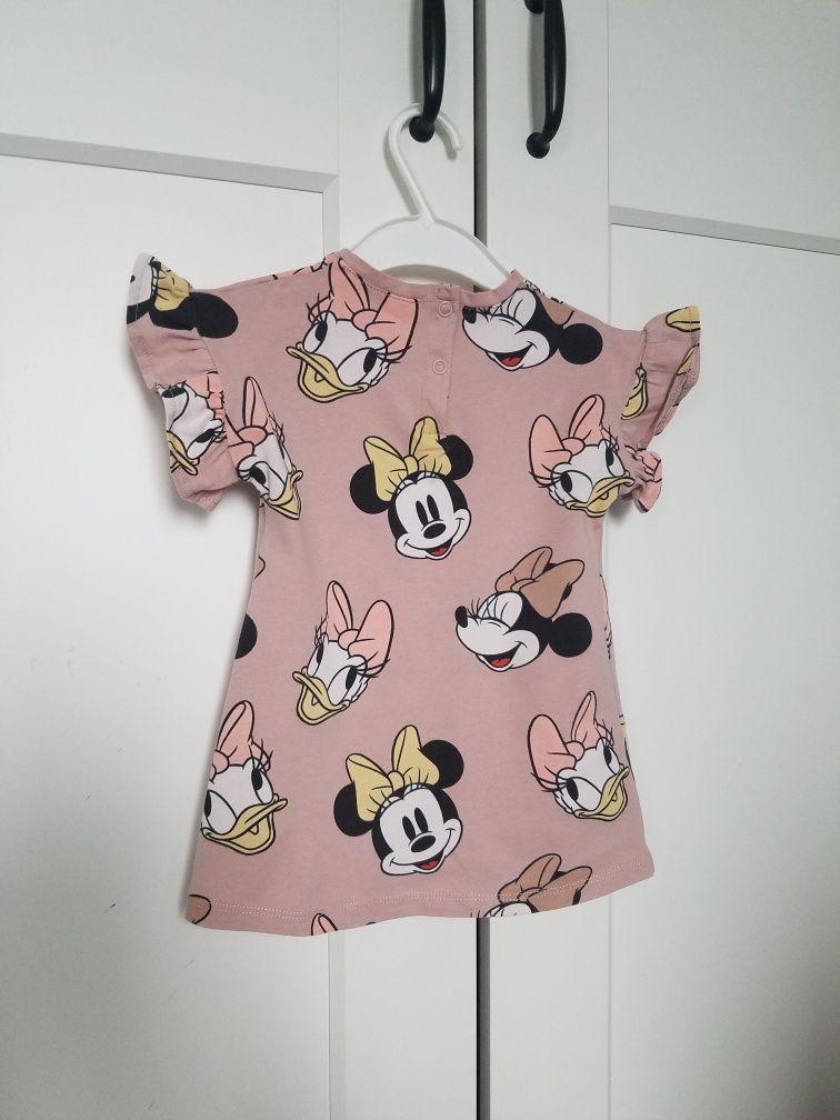 Sukienka H&M 74 Minnie Daisy pudrowy róż dziewczynka