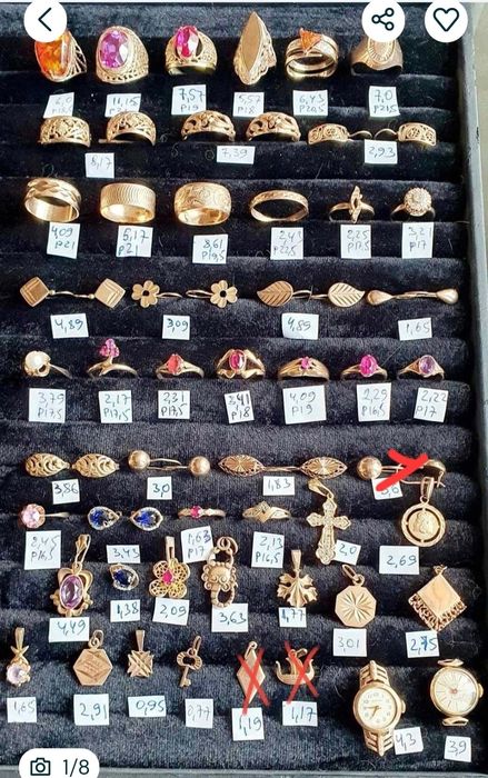 В продаже золотые изделия производства СССР  583 пробы