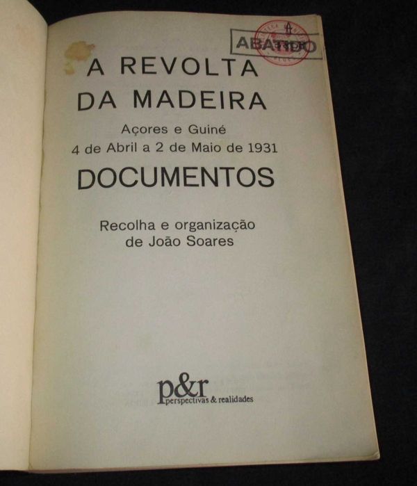 Livro A revolta da Madeira João Soares 1979