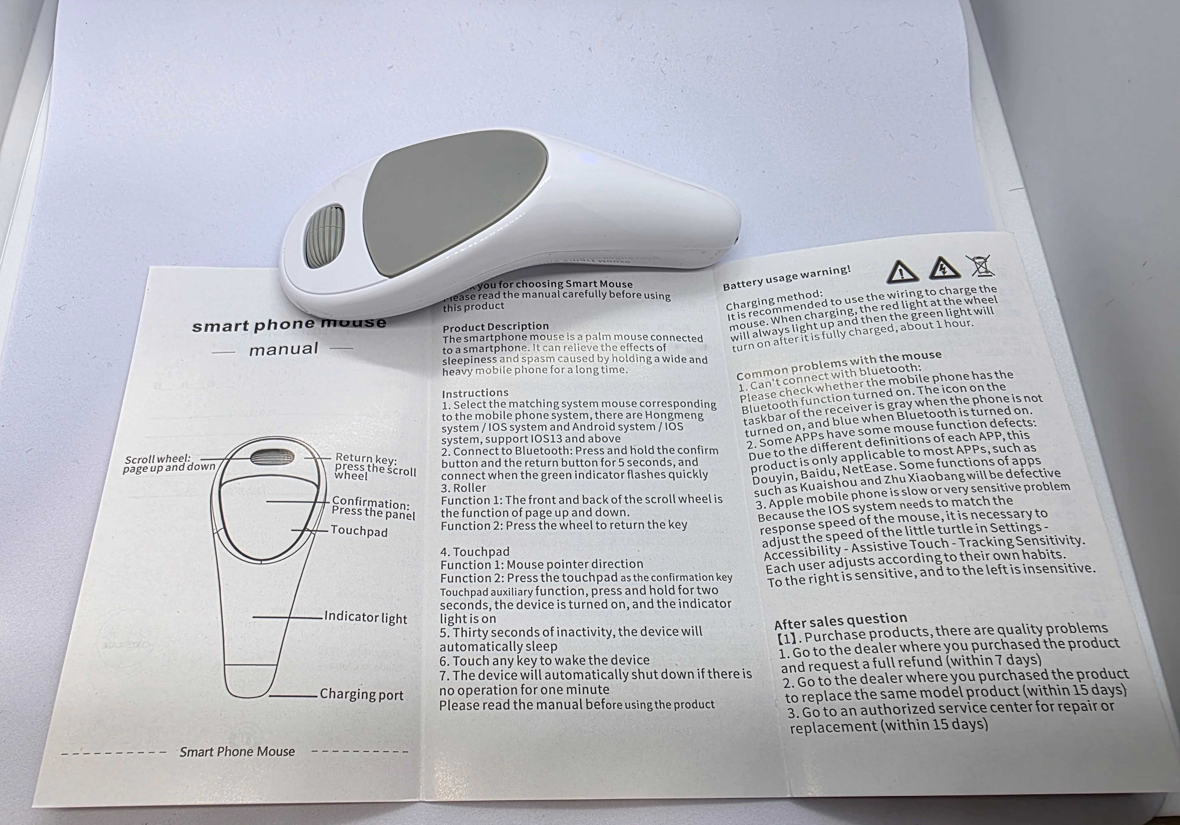 Mysz kciukowa Bluetooth, kontroler smartfonu