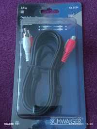 Kabel SCHWAIGER Cinch -audio 2,5 m . Wtyki 2 meskie +2 zenskie