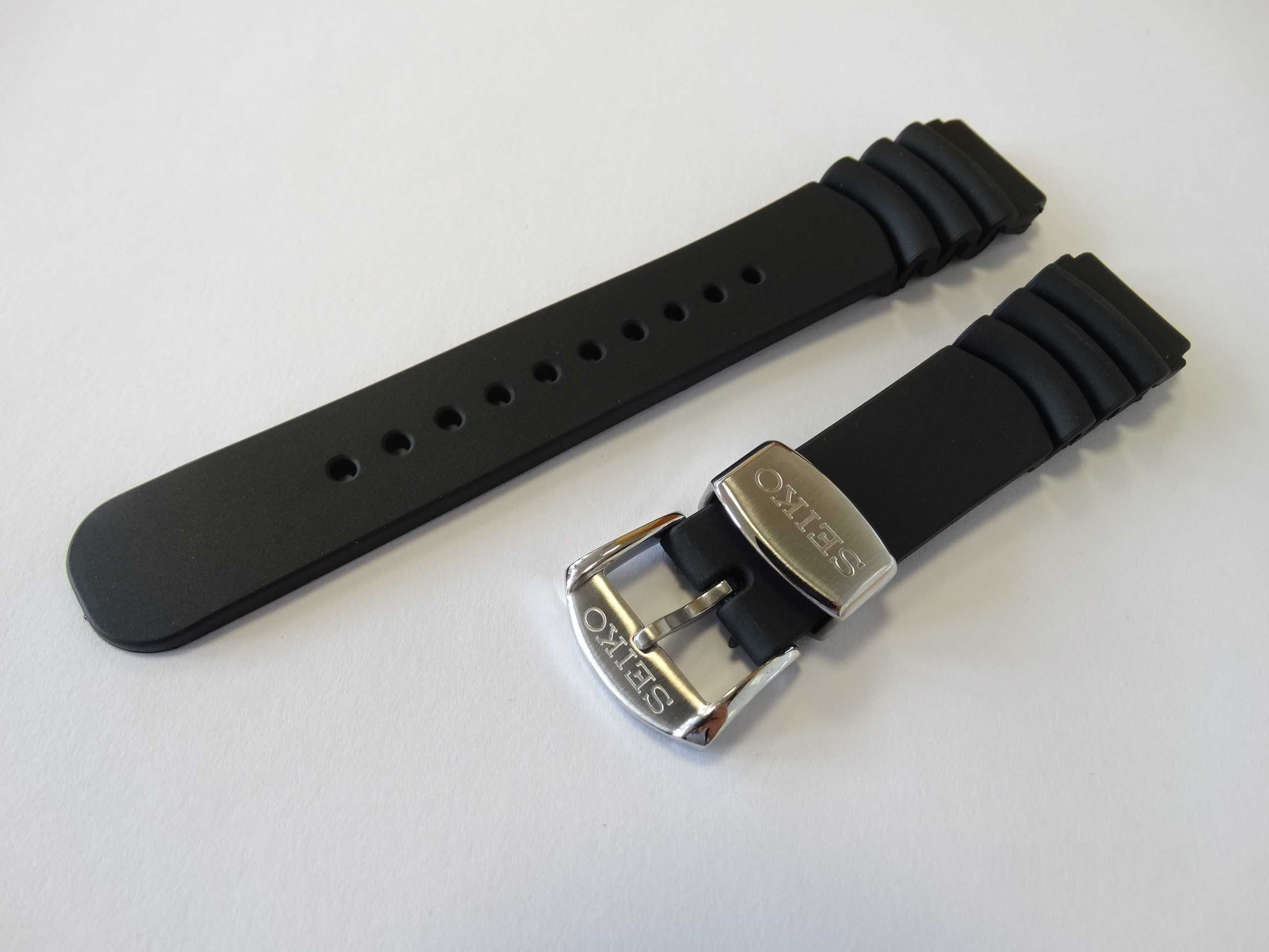 Gumowy pasek silikonowy 20mm do zegarka divera Seiko czarny