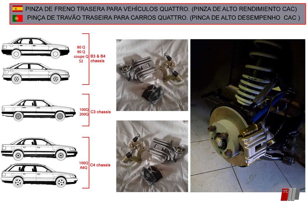 Pinças de travão traseira - para Audi URQ (quattro), Audi S2, coupe