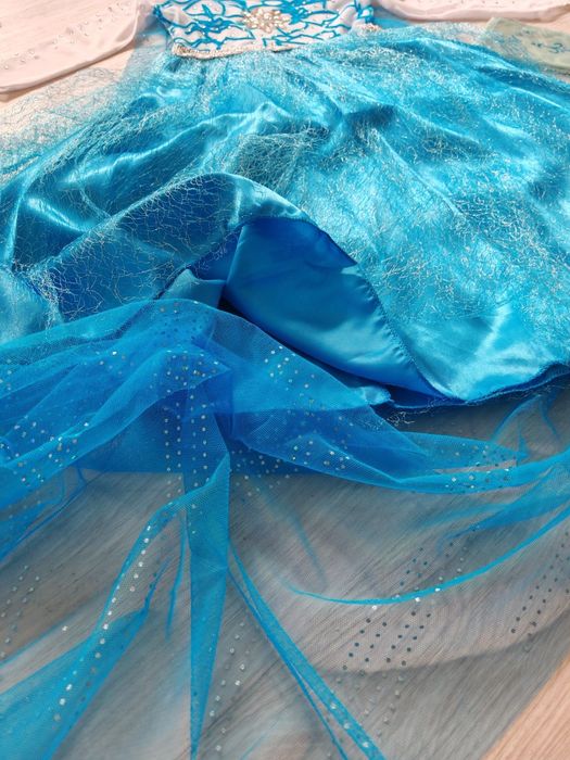 Nowy 104 110 Strój Sukienka Suknia ELSA Akcesoria Frozen Kraina Lodu