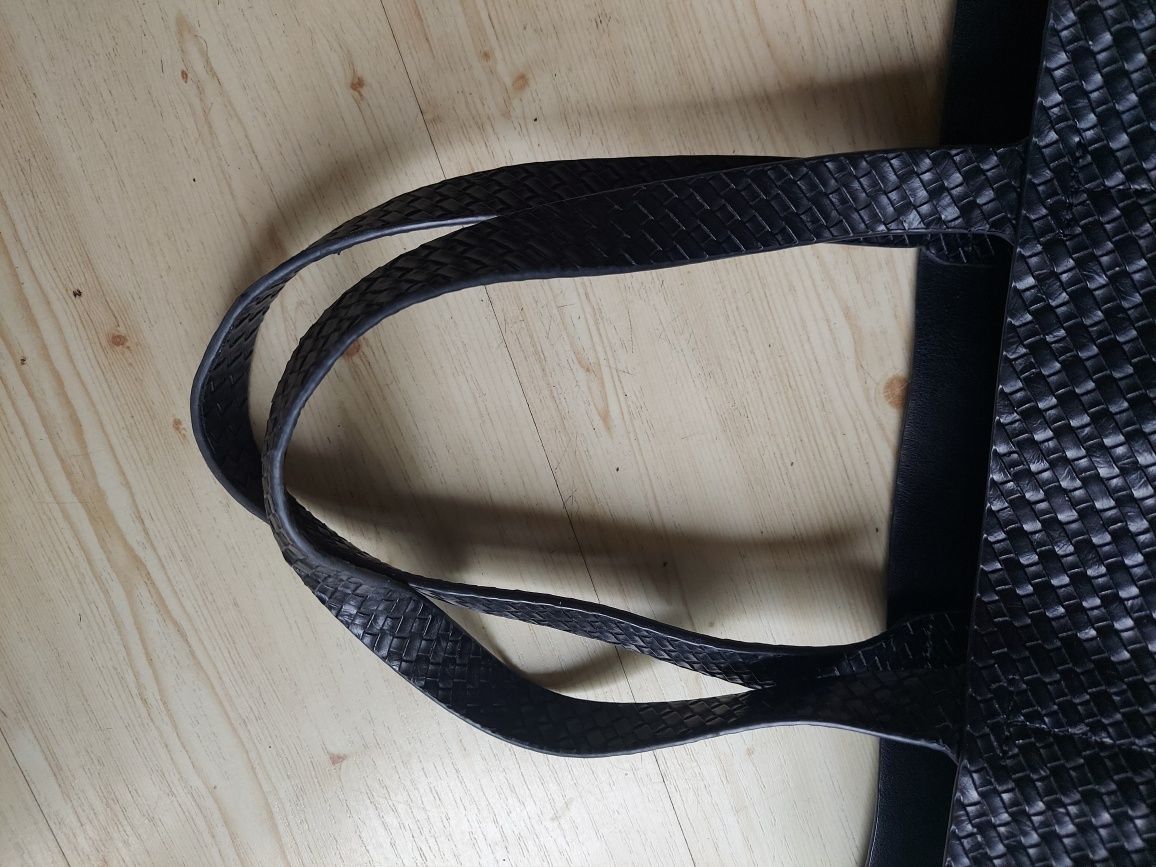 Shopper Ochnik skóra ekologiczna plecionka