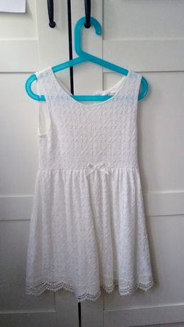 Biała koronkowa sukienka H&M r. 134/140 jak nowa