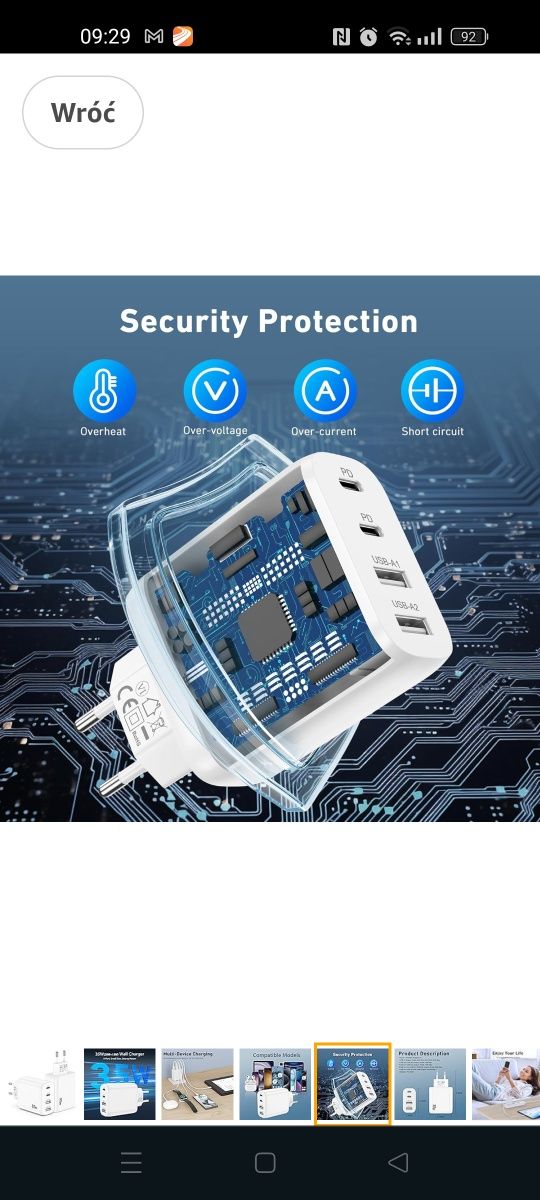 Ładowarka USB C z 4 Portami (2C2A)- Biały 2szt,