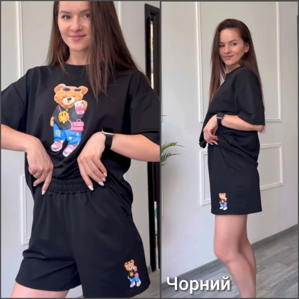 ‼️ Жіночий літній костюм з ведмедиком. Р. 42-44, 46-48, 50-52