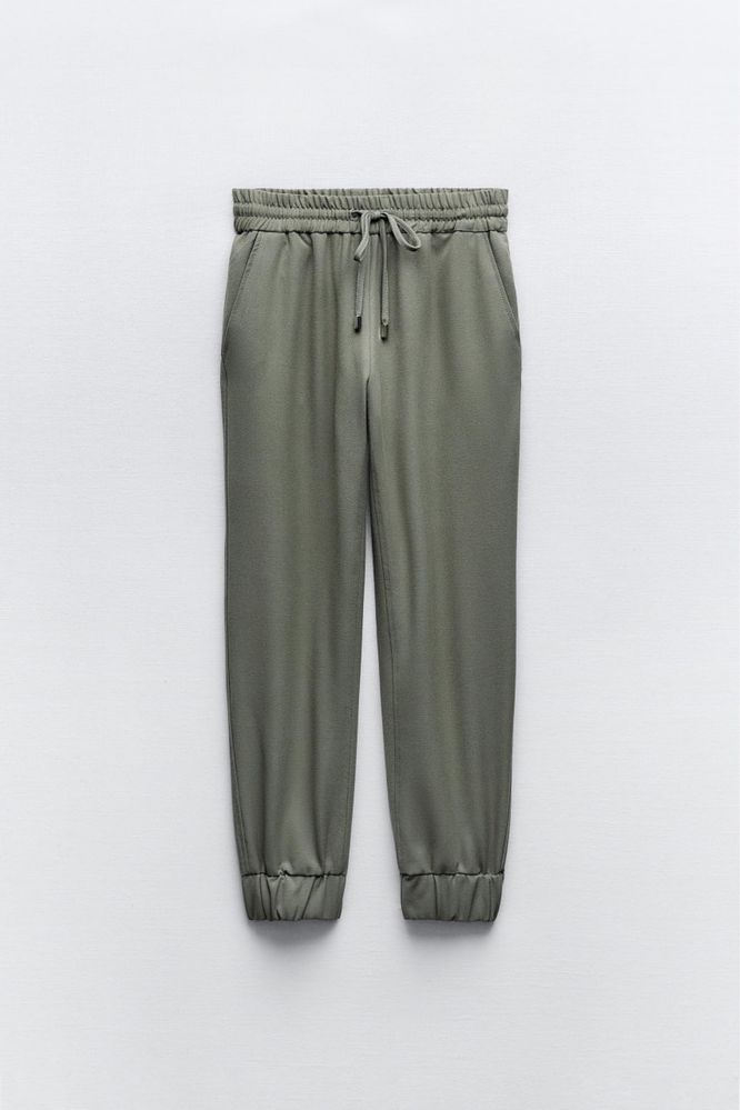 Нові легкі штани-джогери zara в піжамному стилі с-м