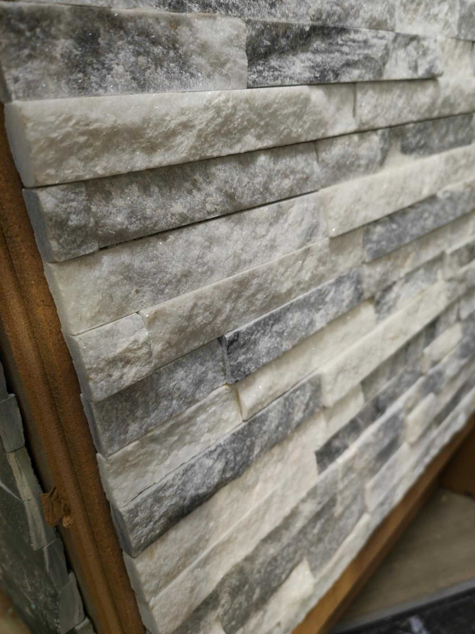 Panel ścienny Marmur Stackstone Cloudy Grey 10x36x0,8-1,3 cm