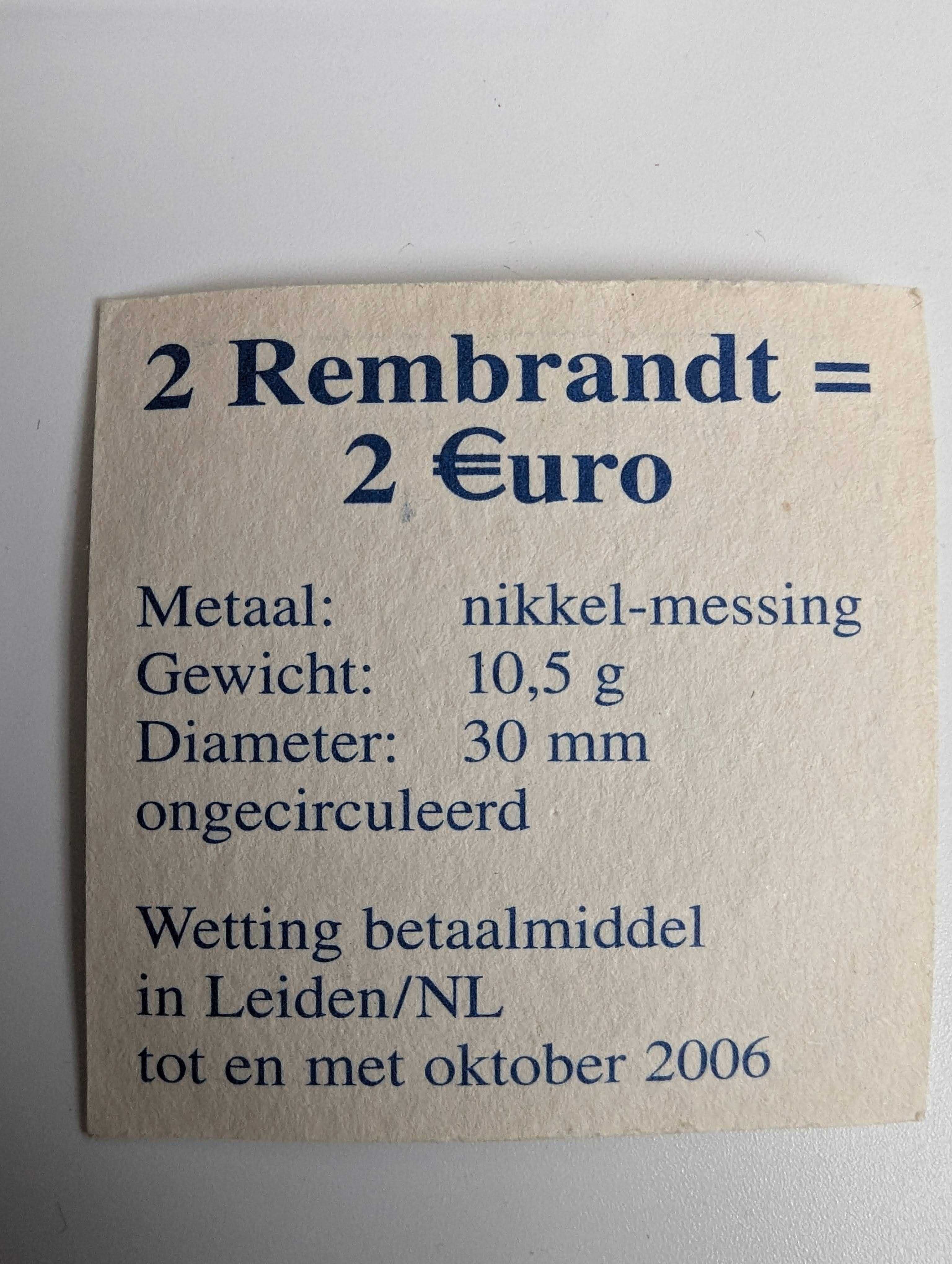 2 sztuki 2 euro monety pamiątkowe 2 Rembrandt, Benedykt XVI