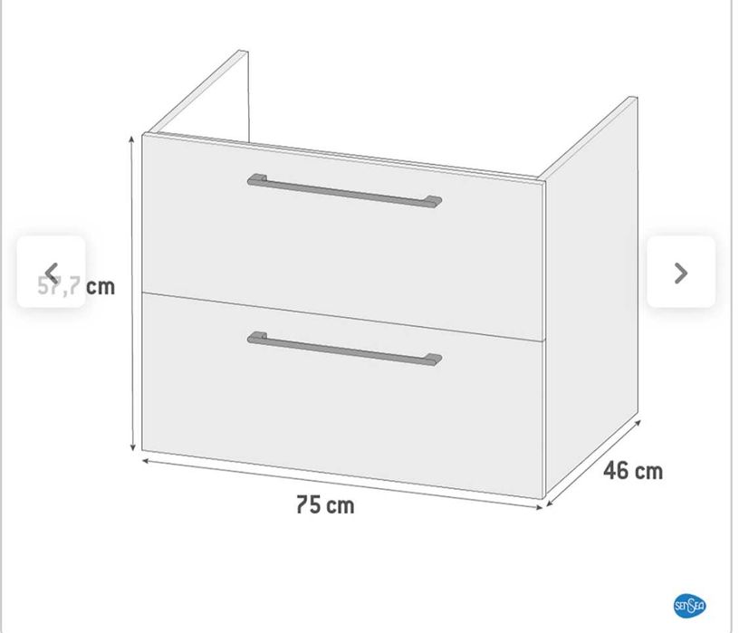Szafka pod umywalkę 75 x 58 x 46 Sensea szara do łazienki szara