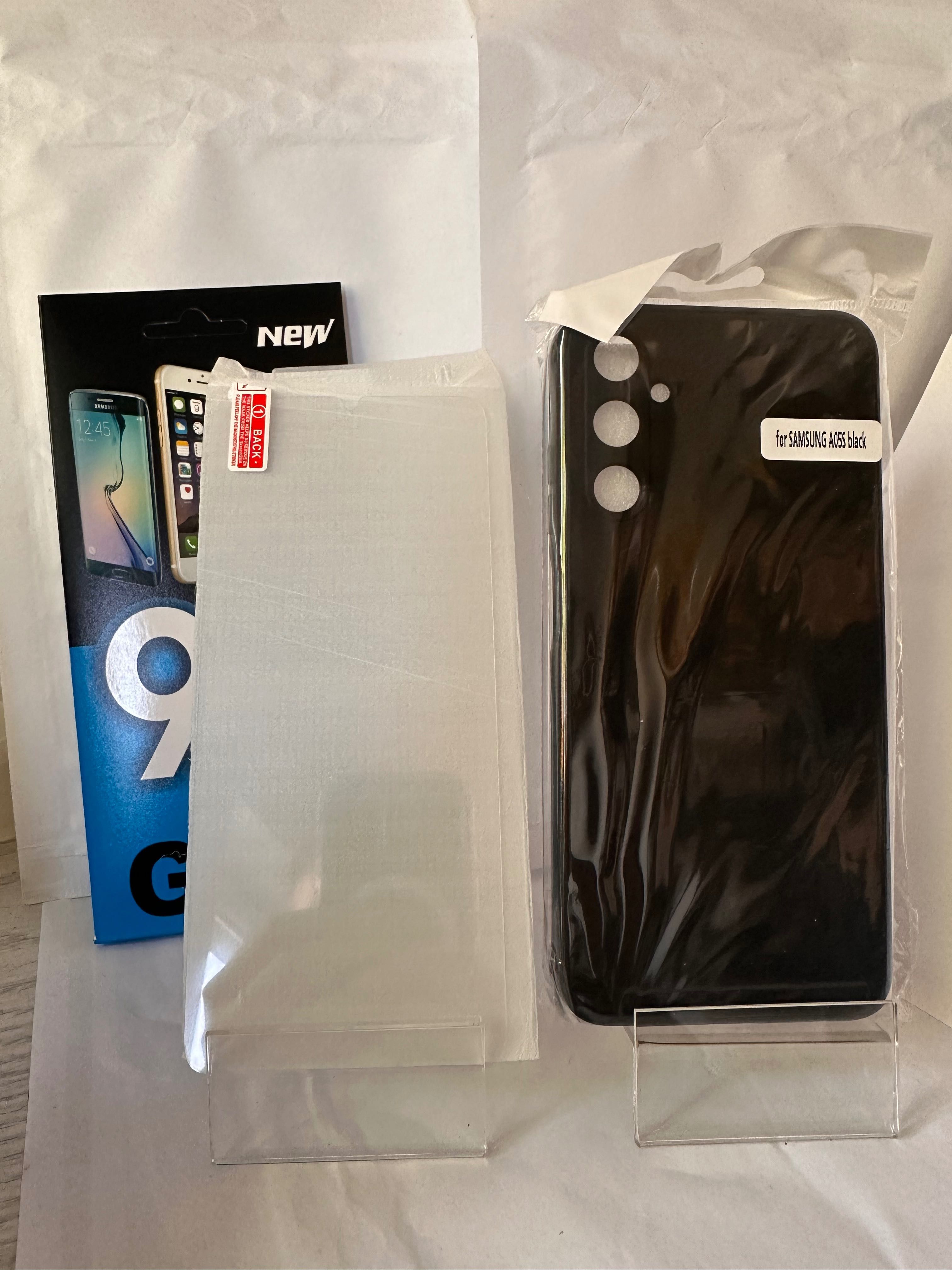 etui czarne Samsung A05S + szkło hartowane 9H