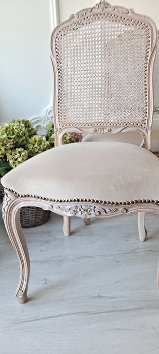 Stylowe krzesła rafia Shabby Chic Ludwikowskie Ludwik Prowansja  boho