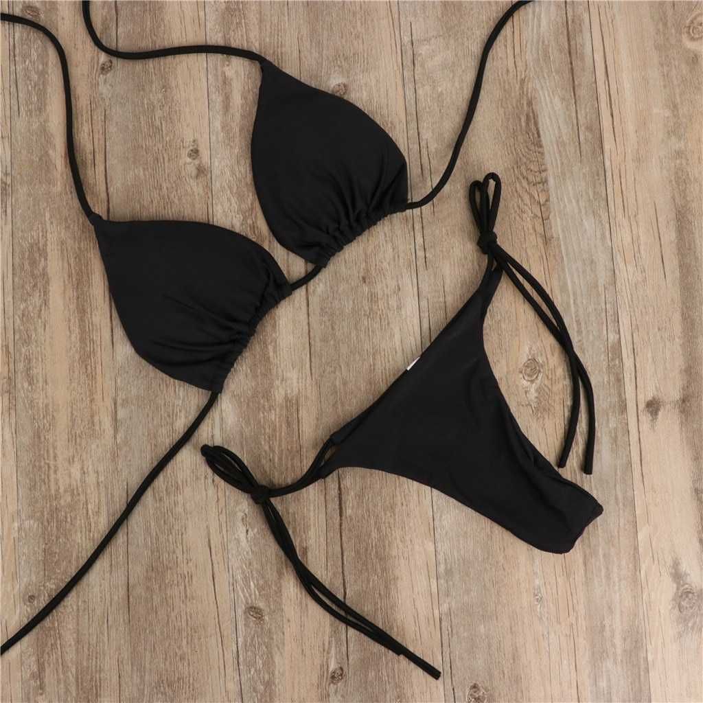 Damskie Bikini Stringi Strój Kąpielowy Wiązany Kostium do Opalania S