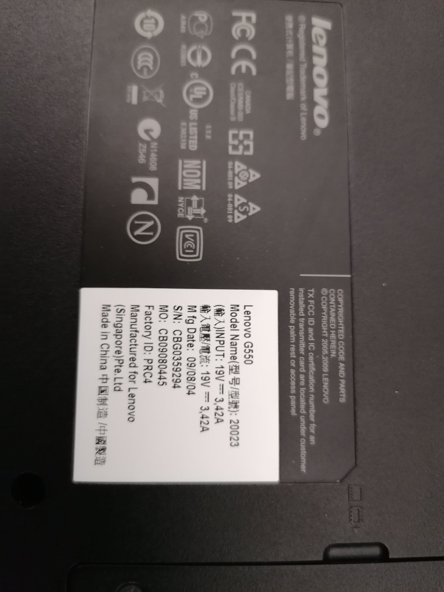 Laptop Lenovo G550