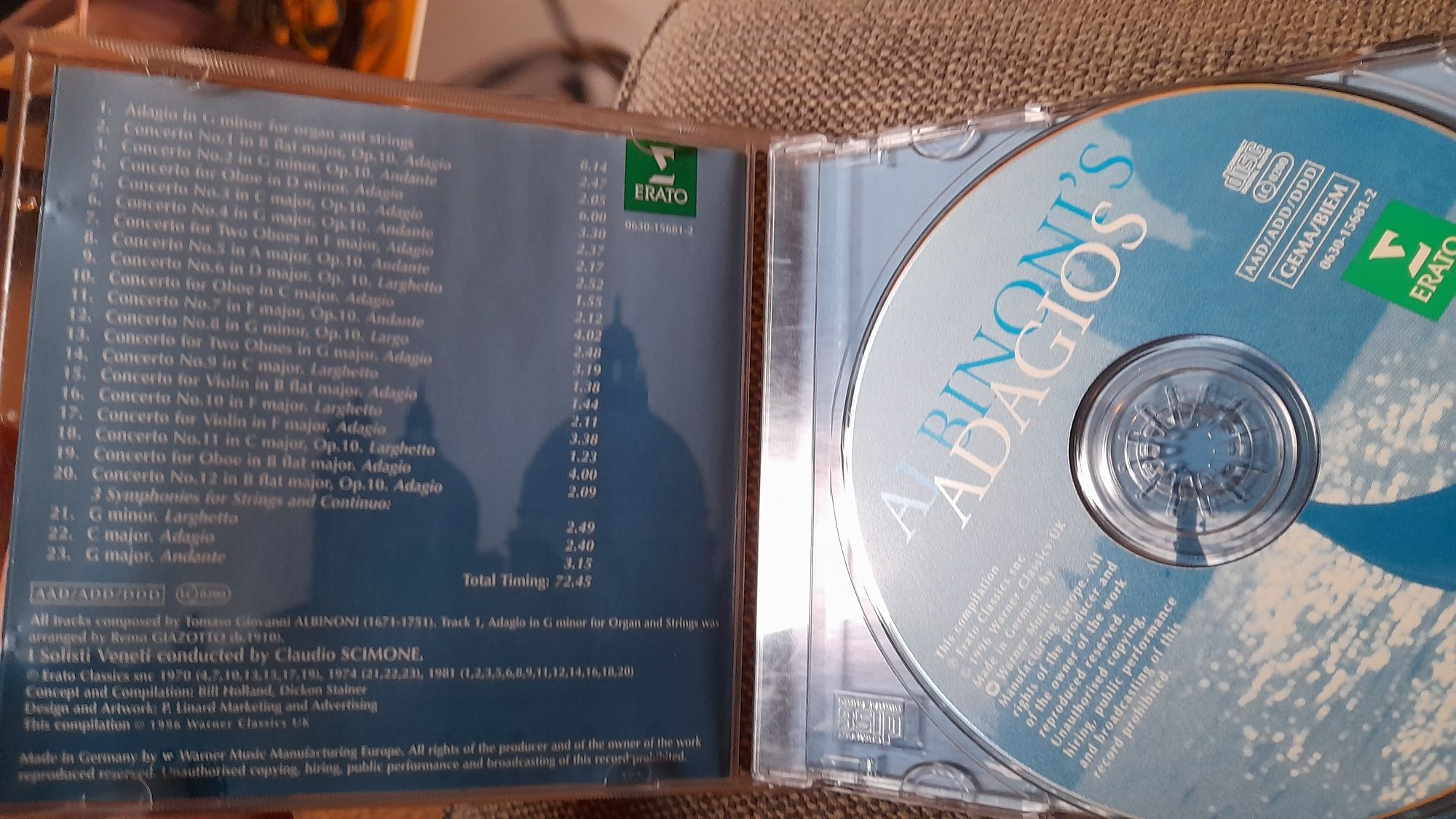 CD Albinoni's adagios the famous adagio and 22 other serene tracks