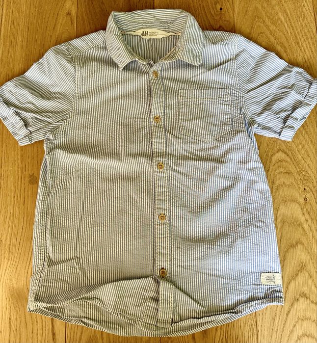 Śliczna koszula H&M 128 7-8lat biało-błękitna