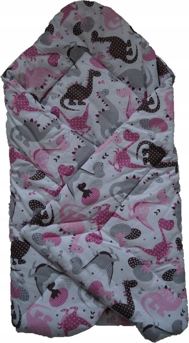 Rożek Niemowlęcy Miękki Becik 75x75 Otulacz Dino Dinozaury Dinusie